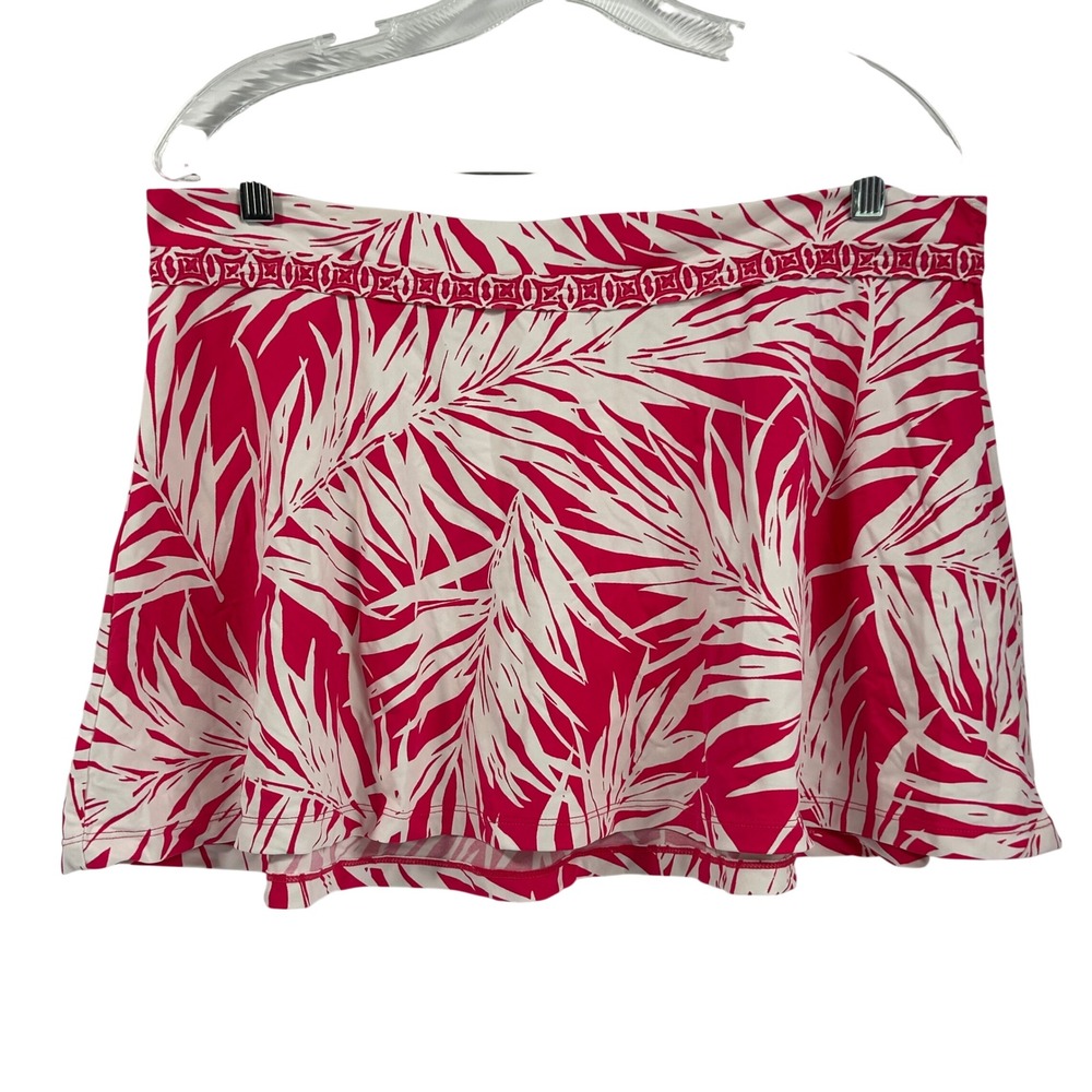 Jag Pink White Tropical Palm Leaf Print Swim Skirt XL HJ03652